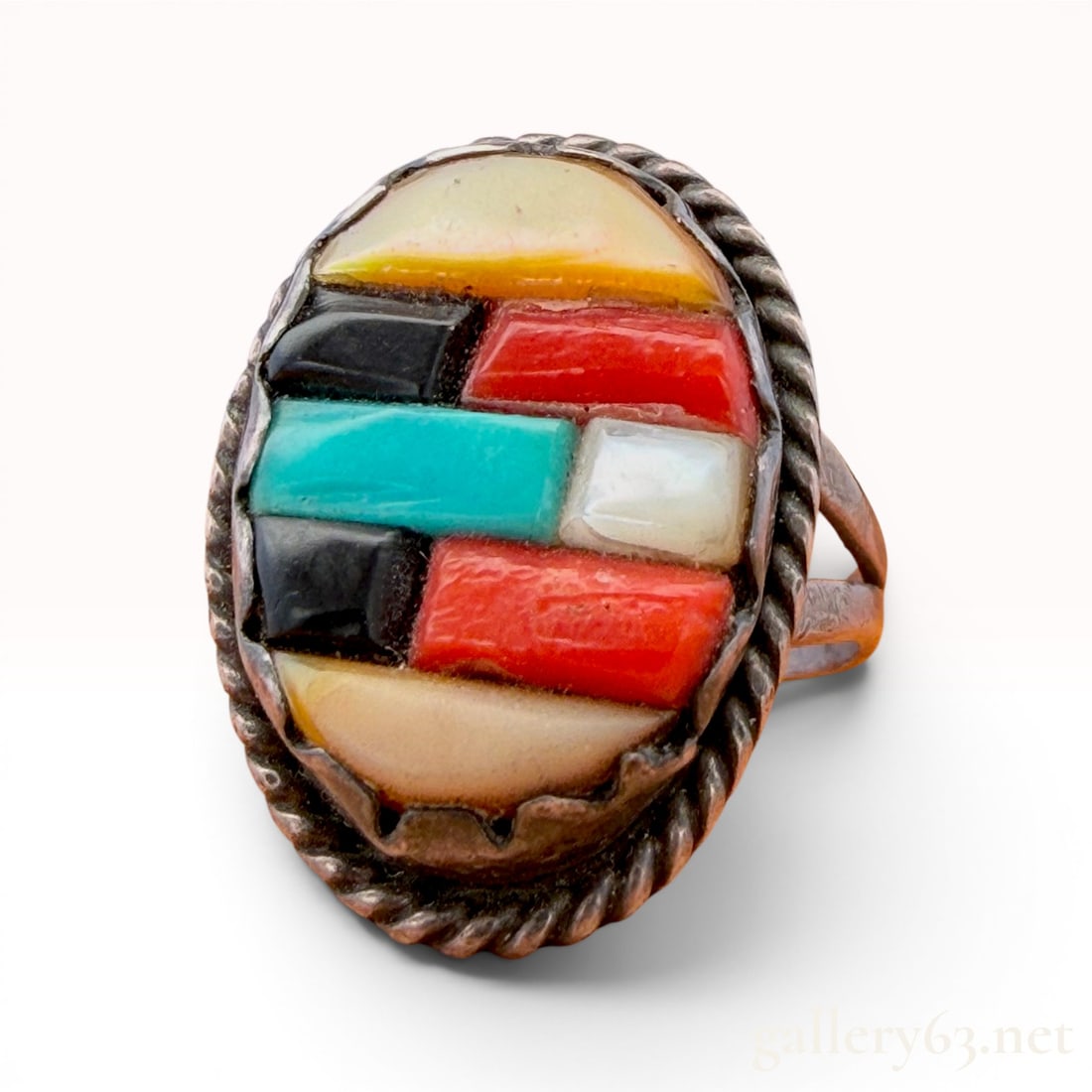 Native American Sterling Multi-Gem Ring (1 of 4)