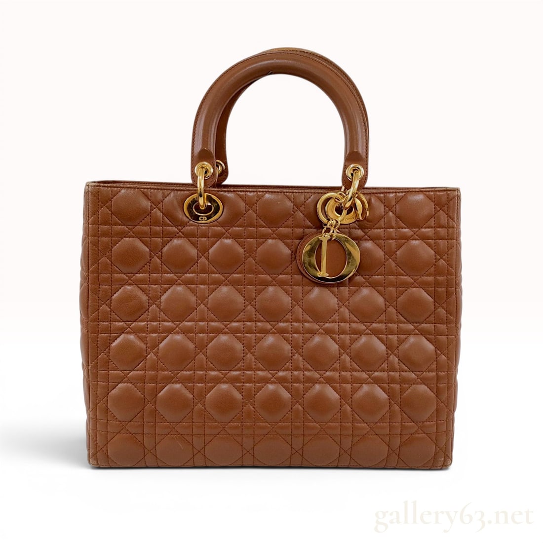 Christian Dior Large Lady Dior Handbag in Brown Cannage Lambskin (1 of 10)