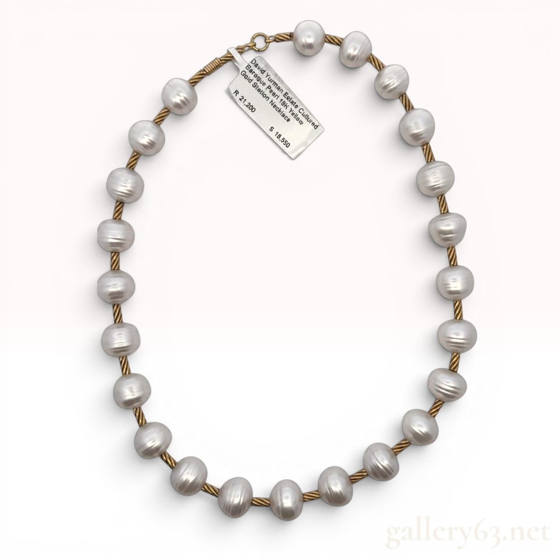 David Truman 18K Yellow Gold Pearl Necklace: David Truman 18K Yellow Gold Pearl Necklace. Weighs 68.3 grams and measures 16" long.