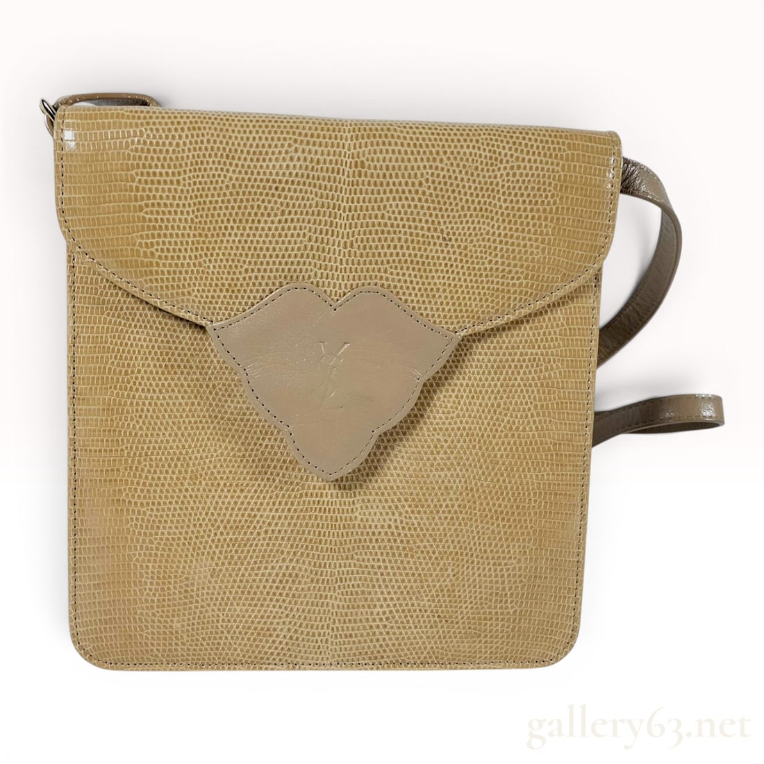 Vintage Yves Saint Laurent Tan Lizard and Leather Heart Closure Shoulder Bag (1 of 10)