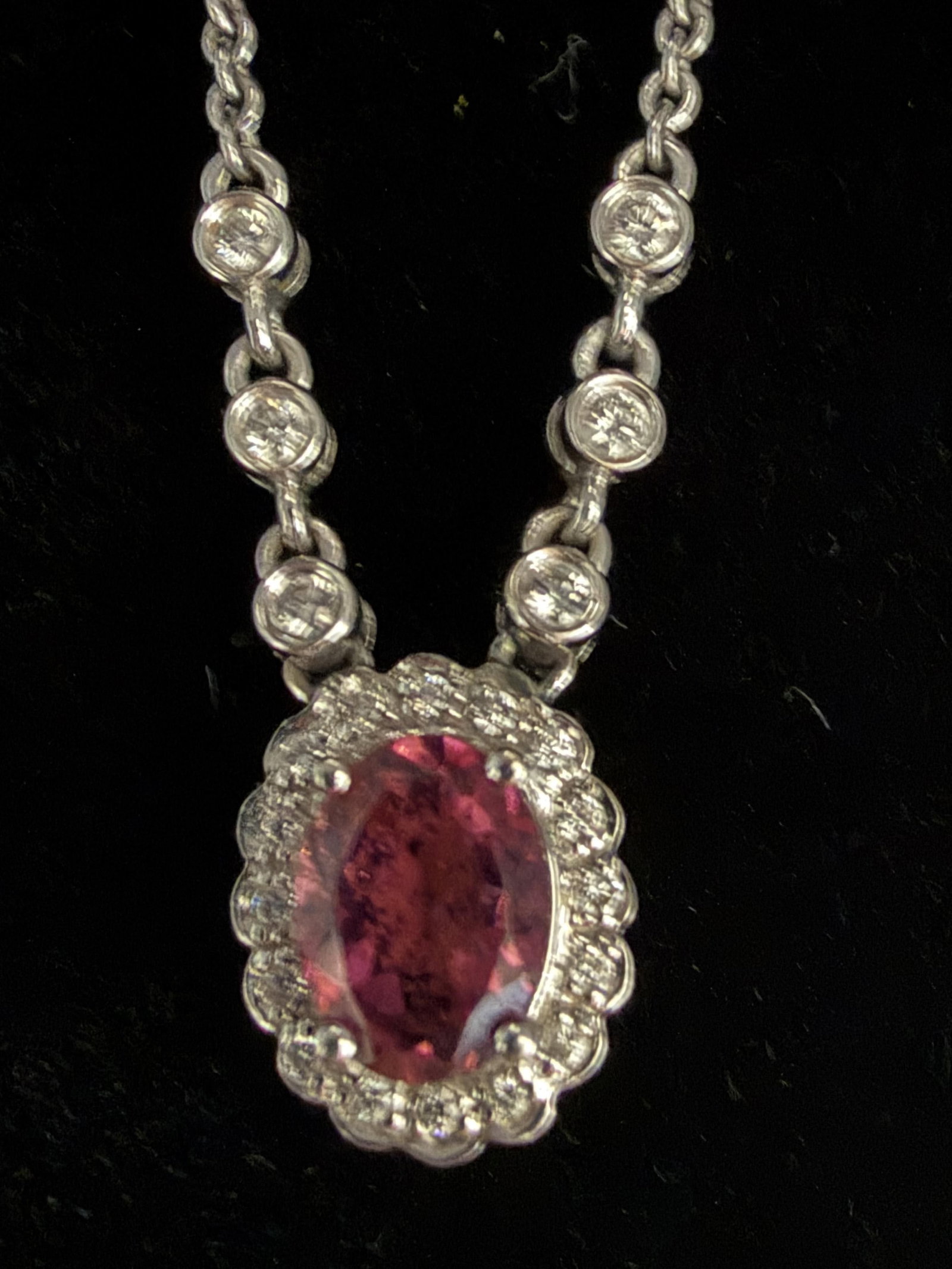 14K White Gold Ruby And Diamond Necklace (1 of 6)