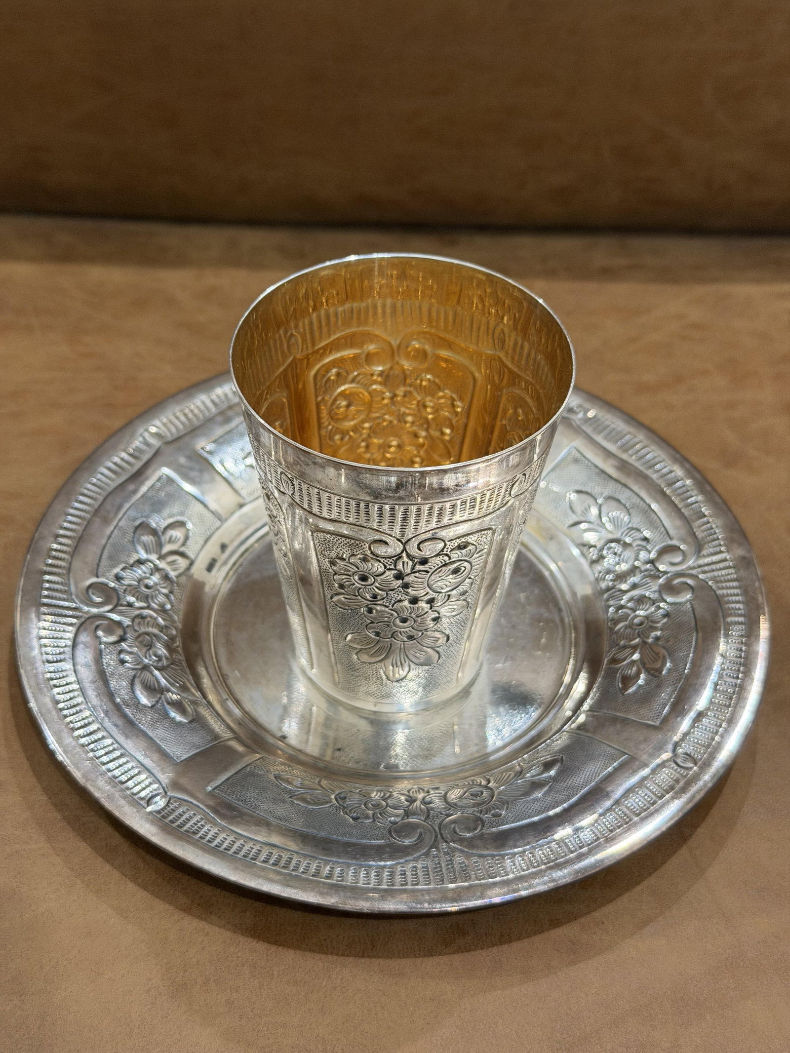 Sterling Gilt Silver Kiddish Cup Set (1 of 10)