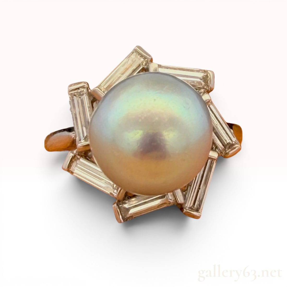 Platinum Tahitian Pearl and Diamond Ring (1 of 3)