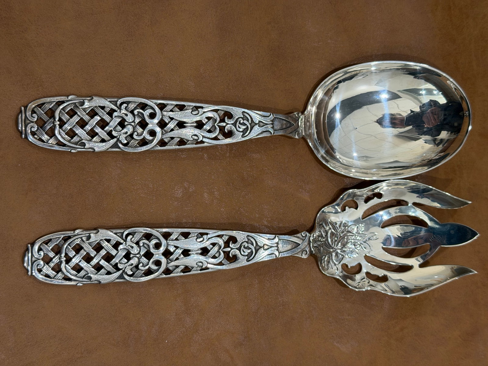 Large Ornate Sterling Silver Serving Spoons (1 of 9)