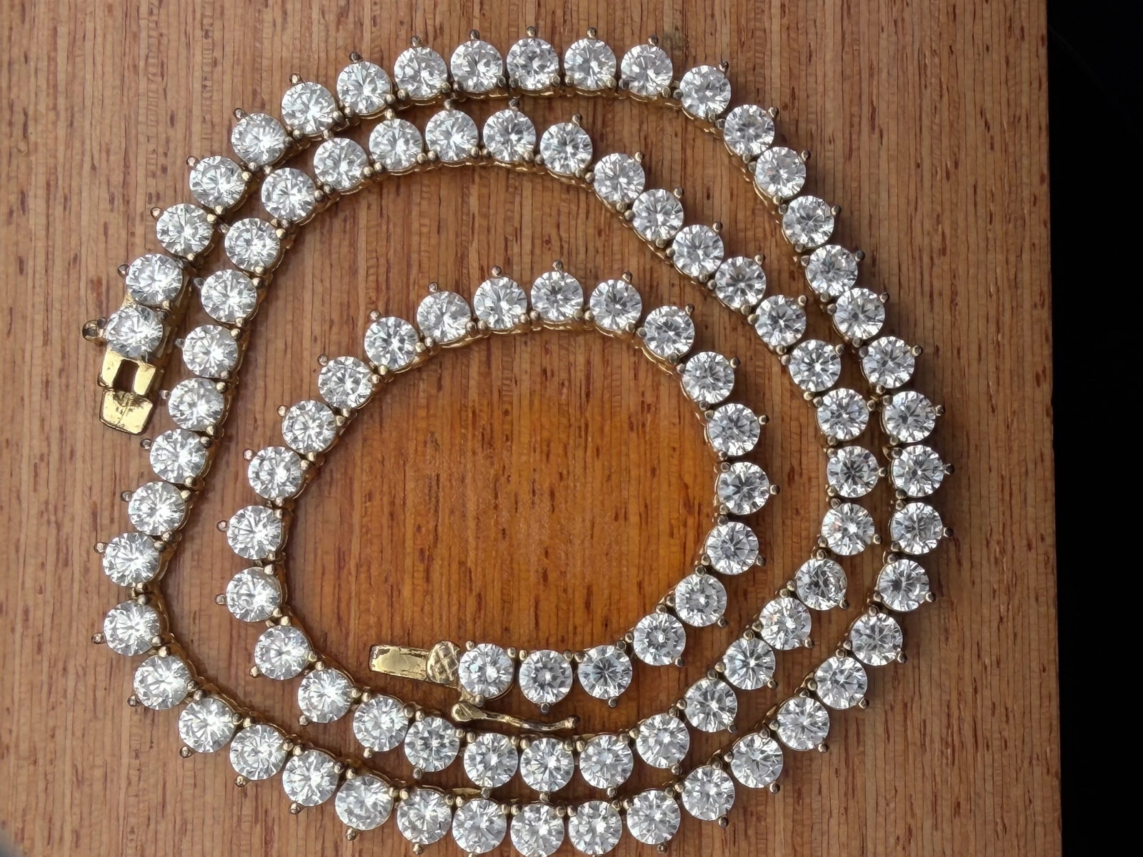 Gilt Silver Sterling Tennis Necklace CZ: Sterling 16â€? 32.5 grams CZ stones 32.5 grams