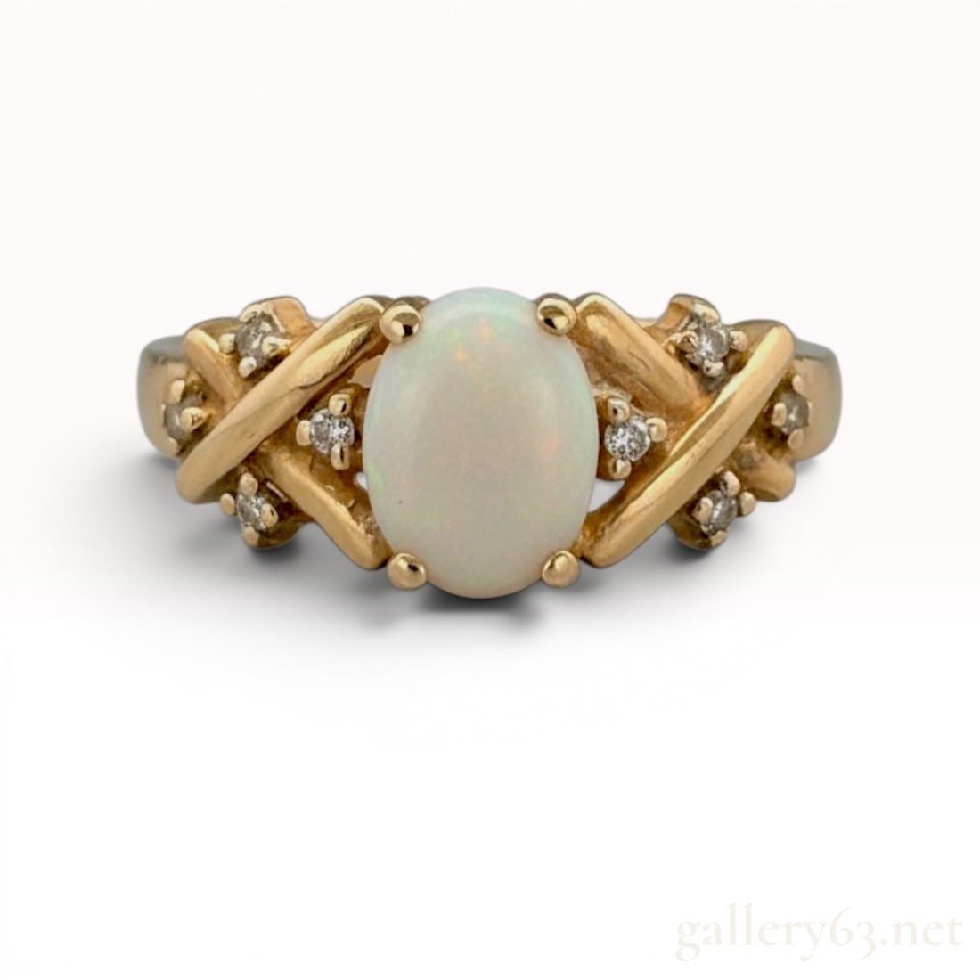 10K Yellow Gold Diamond and Opal Ring (1 of 3)
