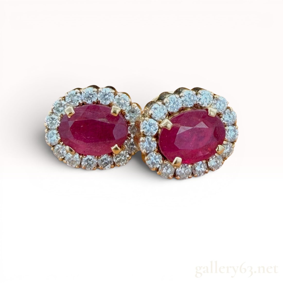 18K Yellow Gold Ruby and Diamond Earrings (1 of 4)