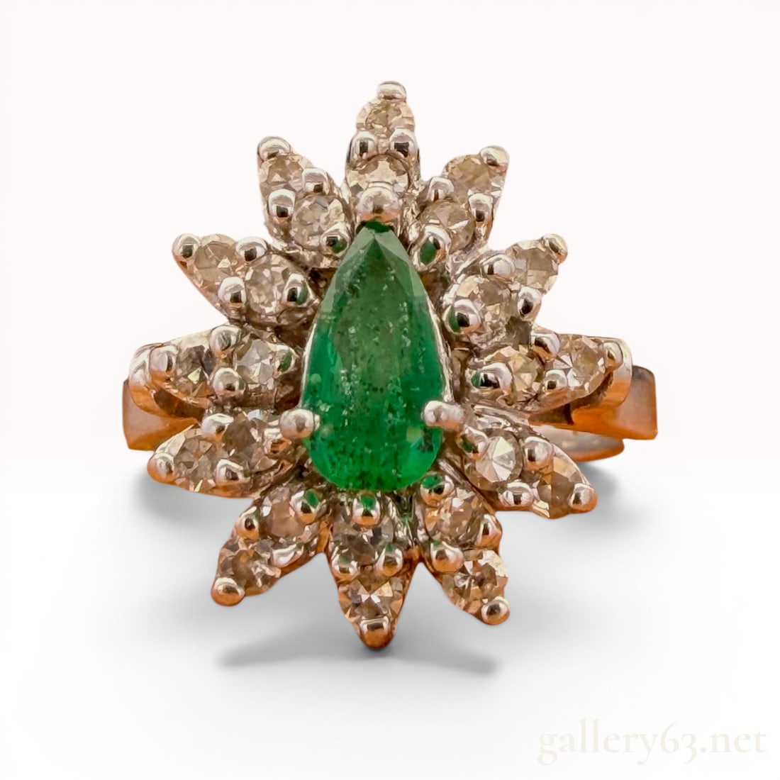 14K Gold Emerald and Diamond Ring: Features 0.65cttw of stones. Size 6 and weighs 4.5 grams. 4.5 grams