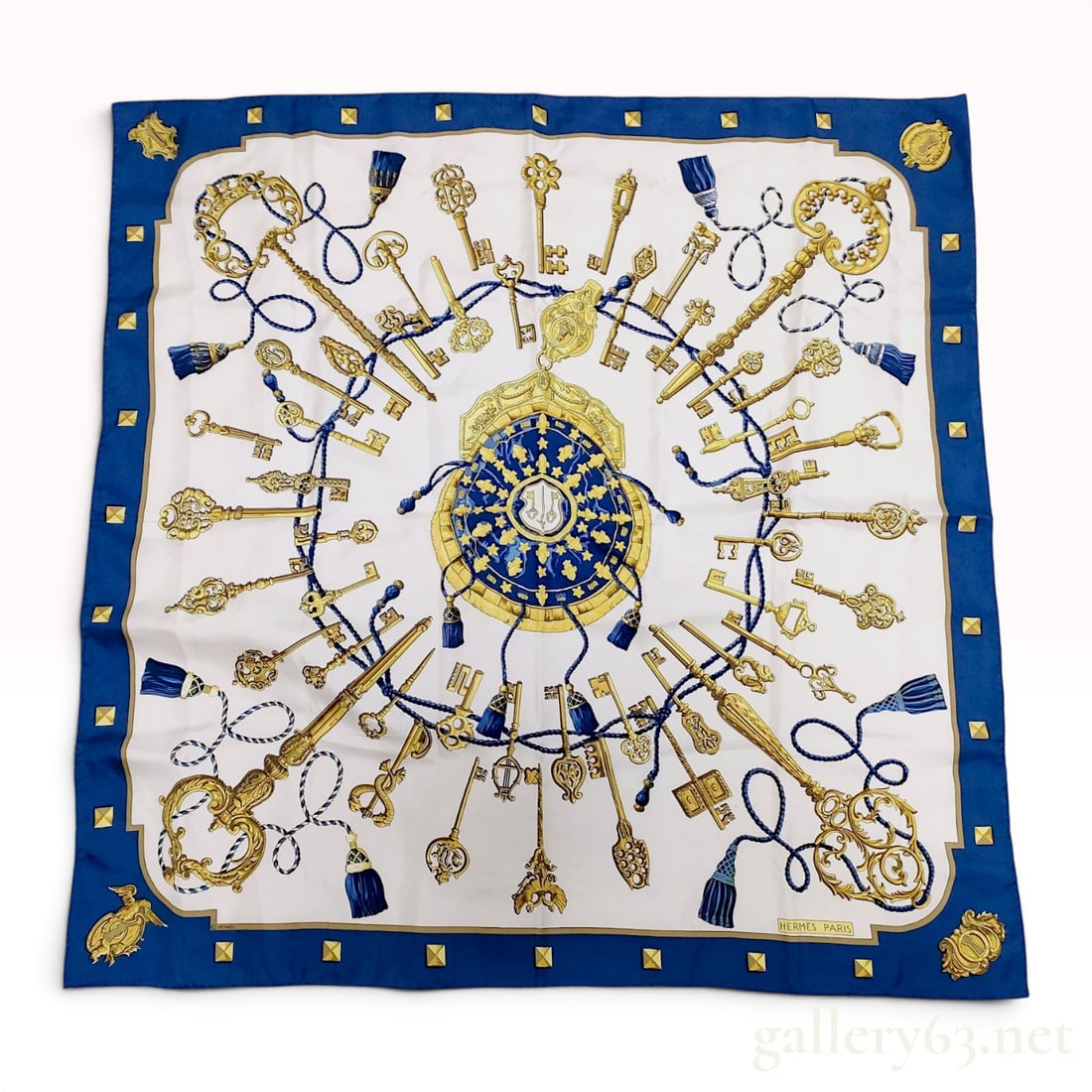 Hermes Paris Silk Twill Scarf in Les Cles Pattern (1 of 10)