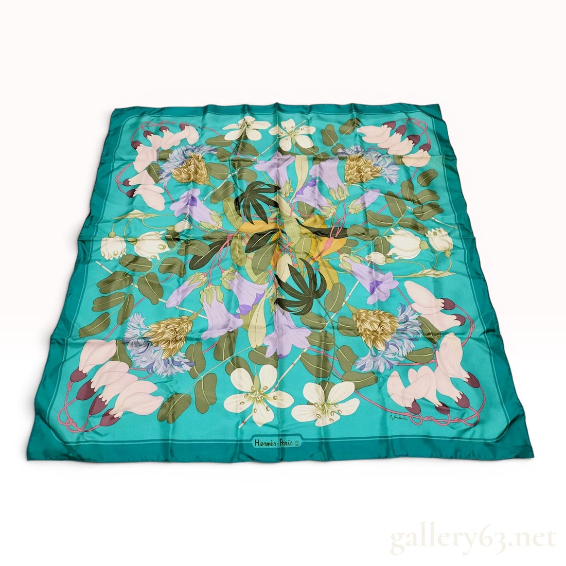 Hermes Paris Silk Twill Scarf Fleurs d'Ombre by Nikoletta Joulianaki (1 of 7)