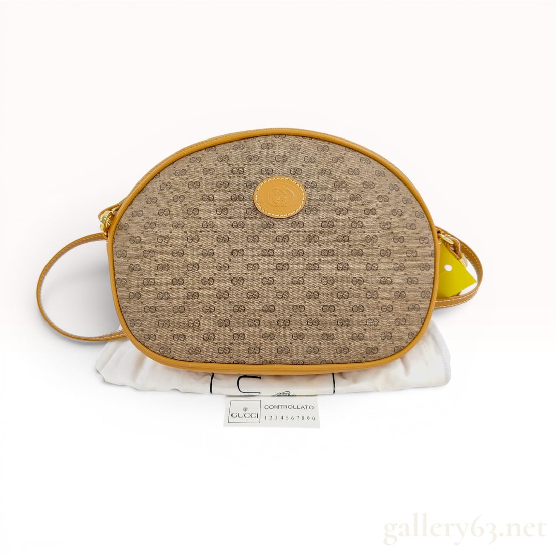 Gucci Vintage Micro GG Monogram Coated Canvas Crossbody Bag with Tan Leather Trim (1 of 10)