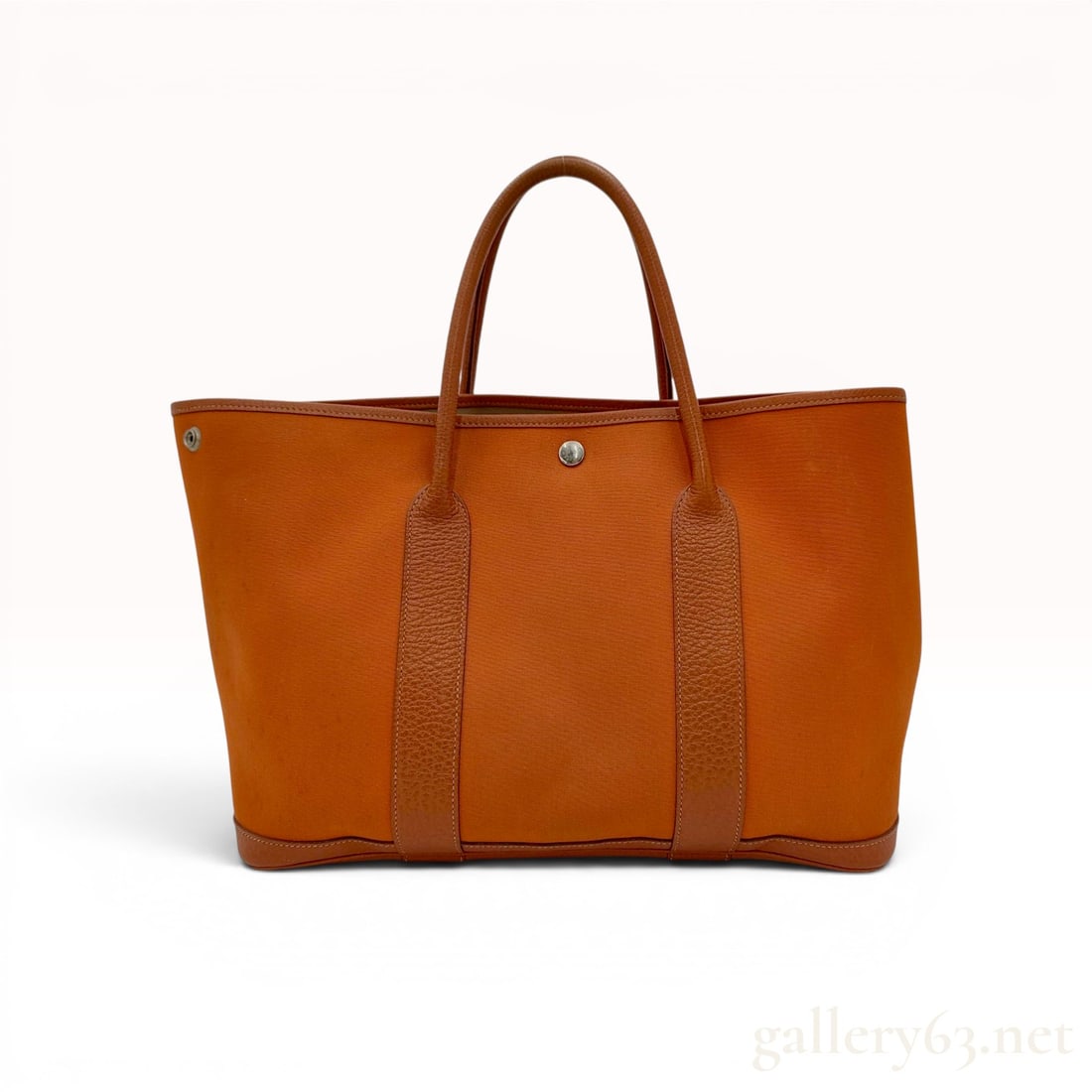 Hermes Garden Party 36 Orange Canvas and Brown Leather Tote Bag (1 of 9)