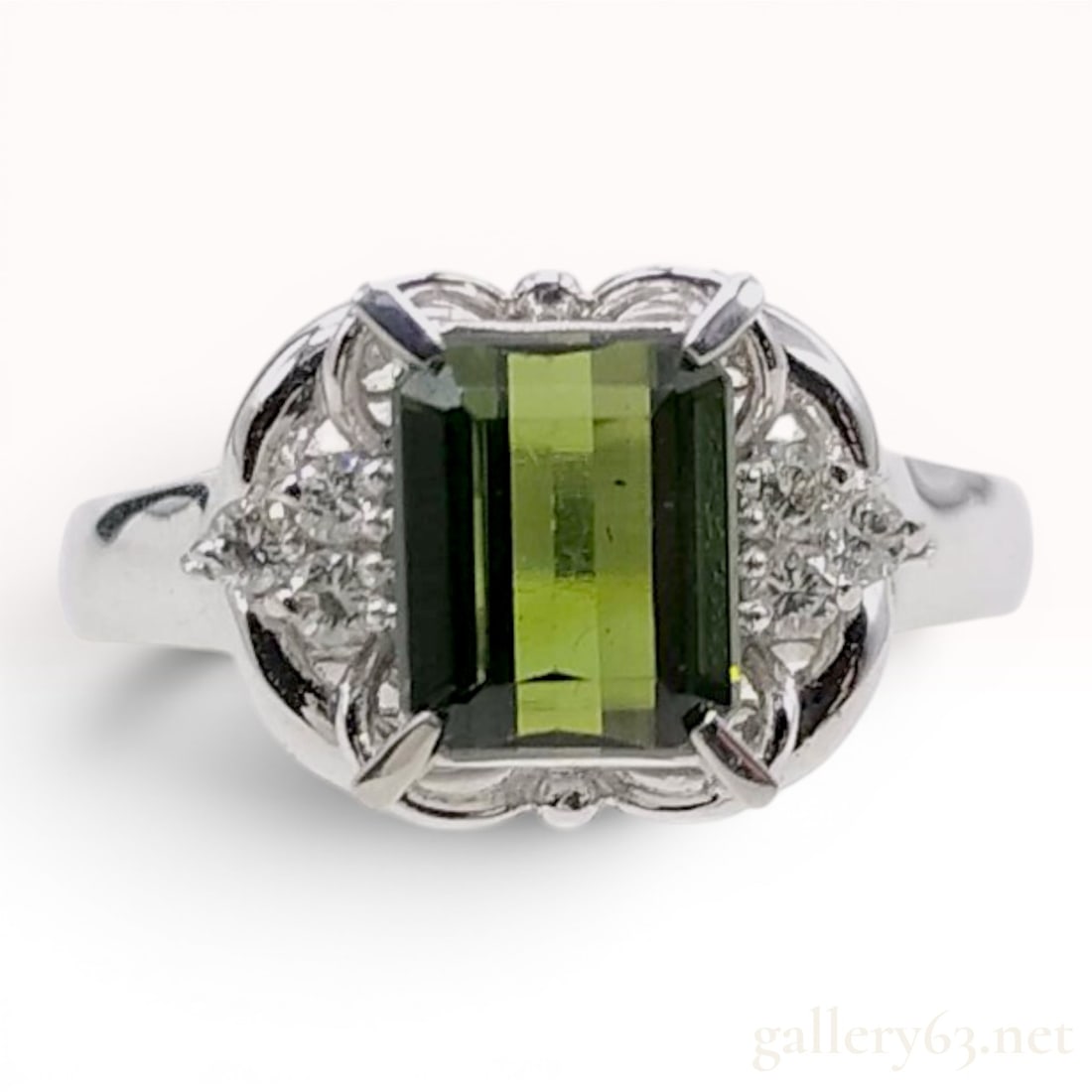 Platinum Tourmaline and Diamond Ornate Cocktail Ring (1 of 9)
