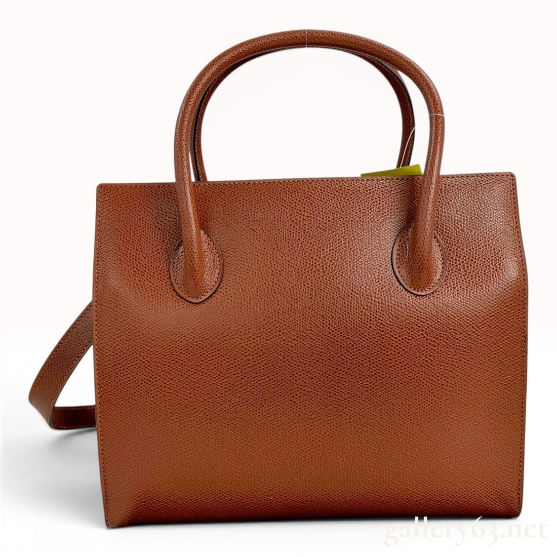 Celine Cognac Brown Textured Leather Structured Top-Handle Satchel (1 of 15)