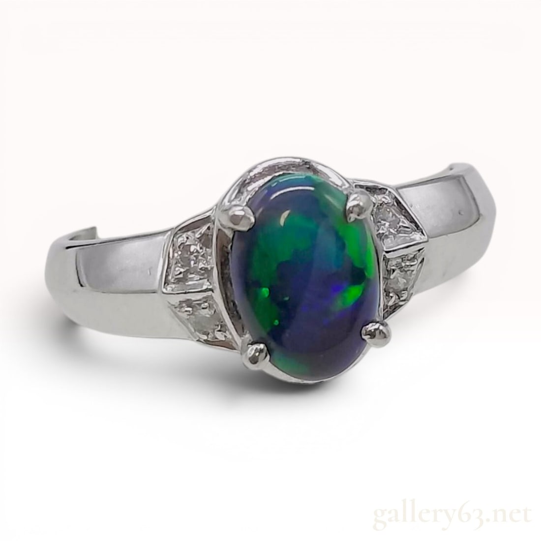 Platinum Black Opal and Diamond Dress Ring (1 of 9)