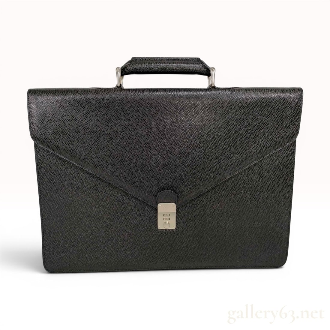 Valentino Textured Black Leather Envelope Briefcase with Silver Tone Combination Lock (1 of 10)