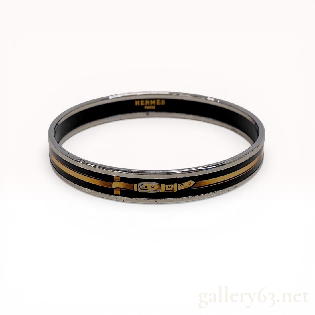Hermes Narrow Enamel Bangle with Belt and Buckle Motif (1 of 5)