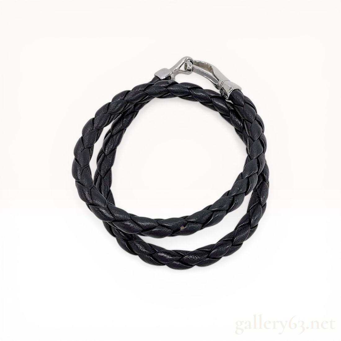 Gucci Double Wrap Braided Black Leather Bracelet (1 of 10)