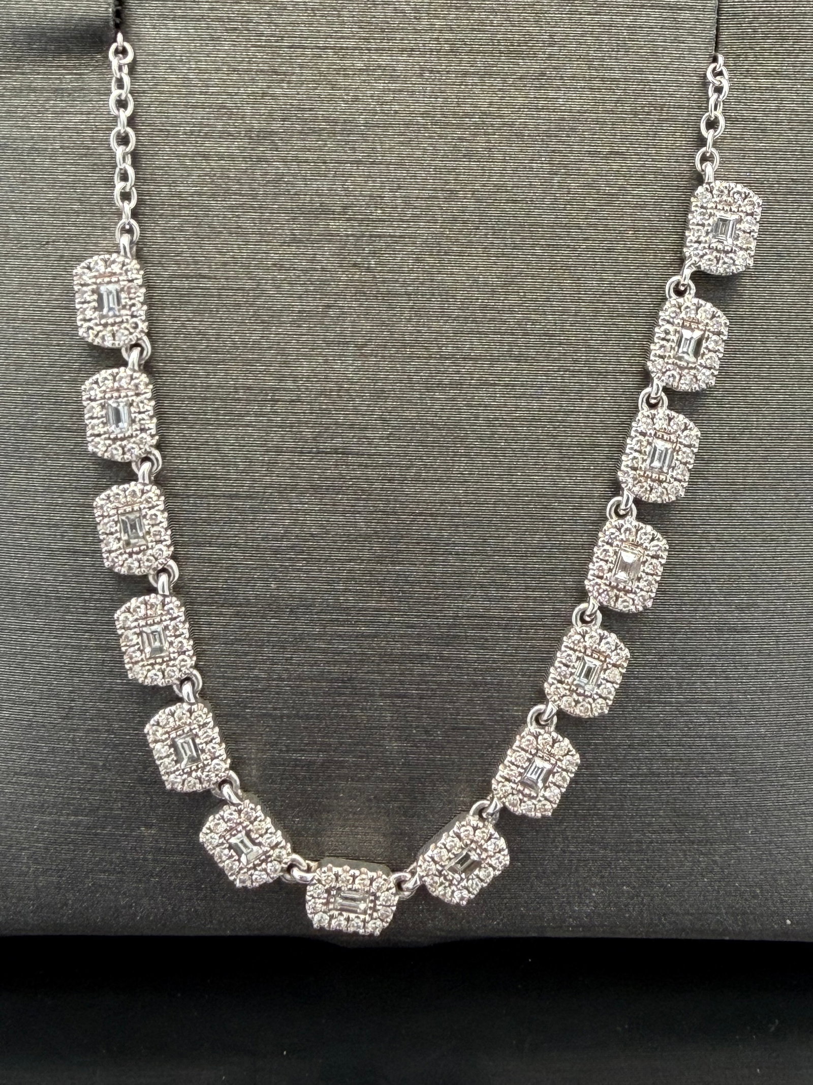 14K White Gold Baguette Diamond Necklace (1 of 3)