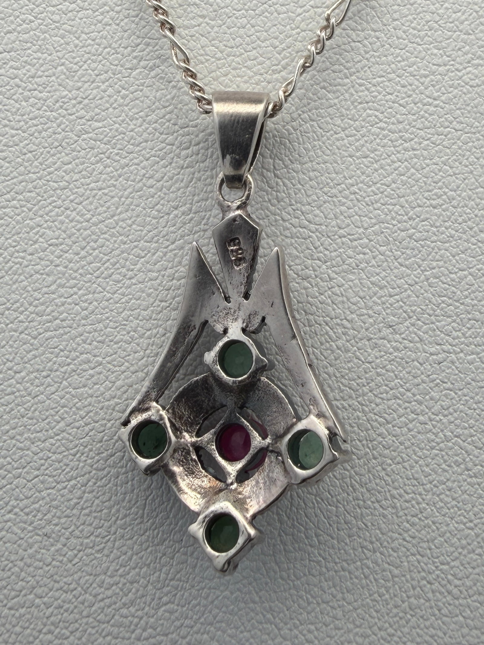 Sterling Emerald and Ruby Necklace - 2