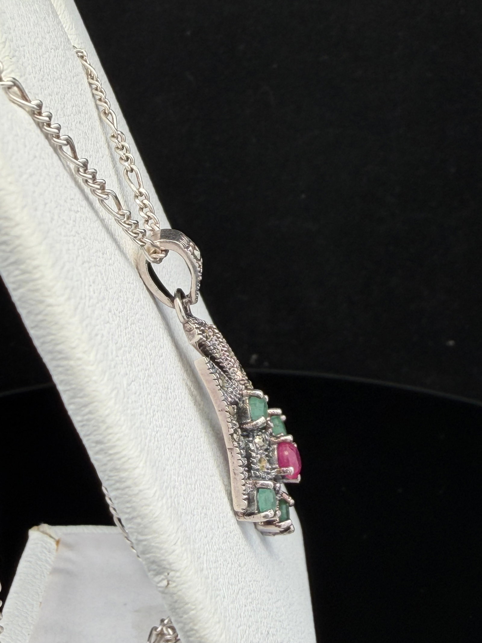 Sterling Emerald and Ruby Necklace - 3