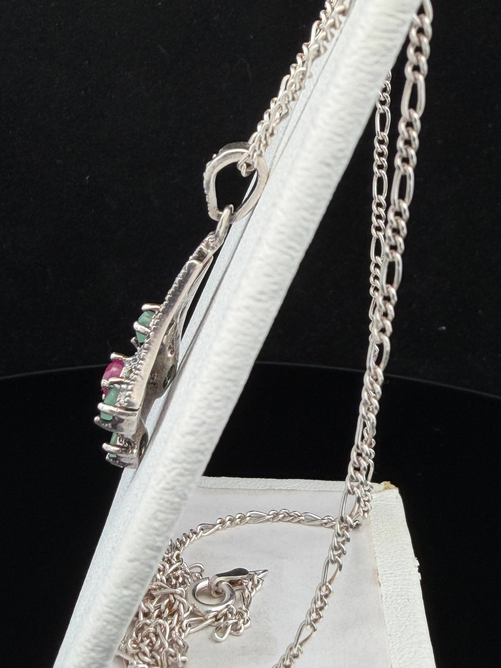 Sterling Emerald and Ruby Necklace - 4