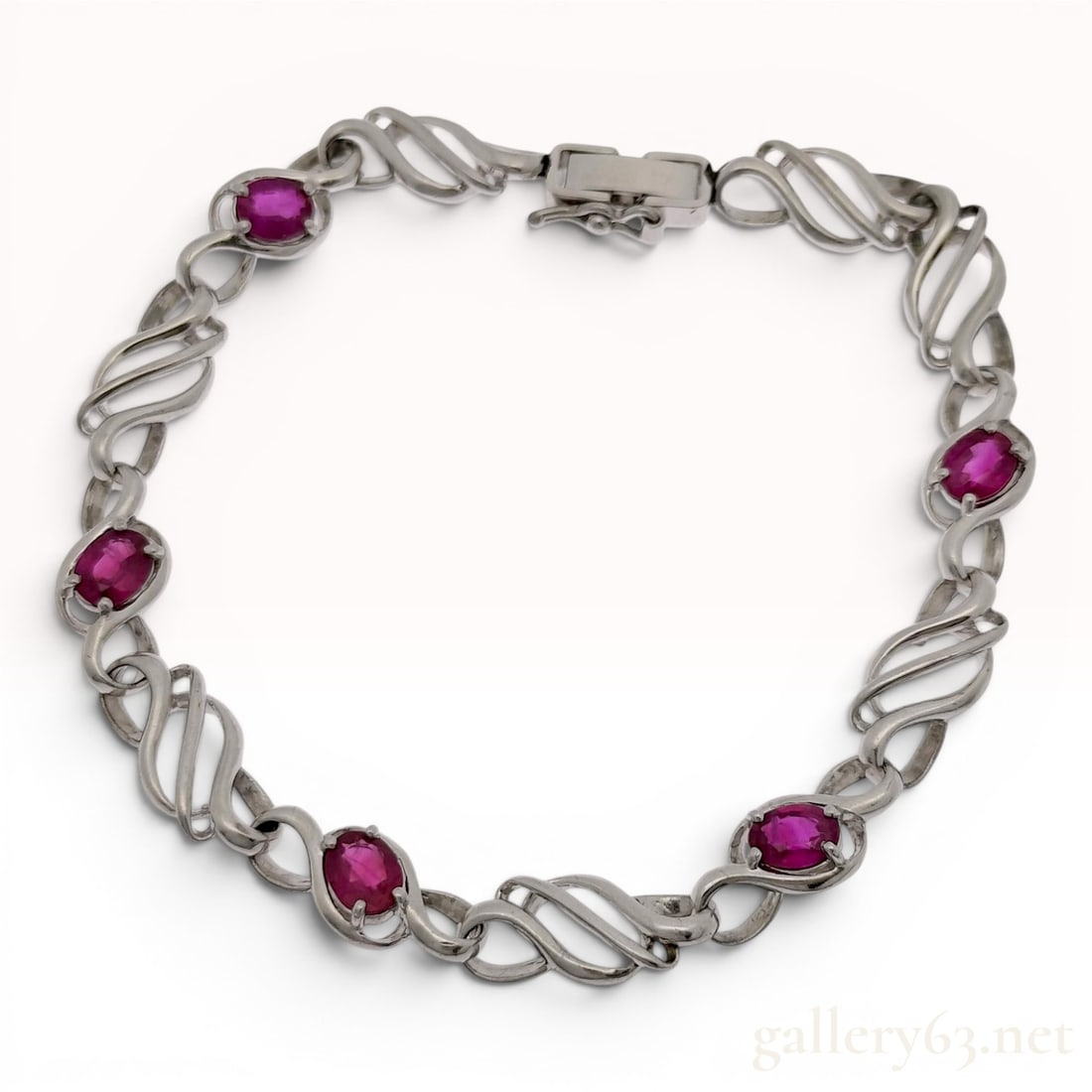 Platinum and Ruby Openwork Link Bracelet