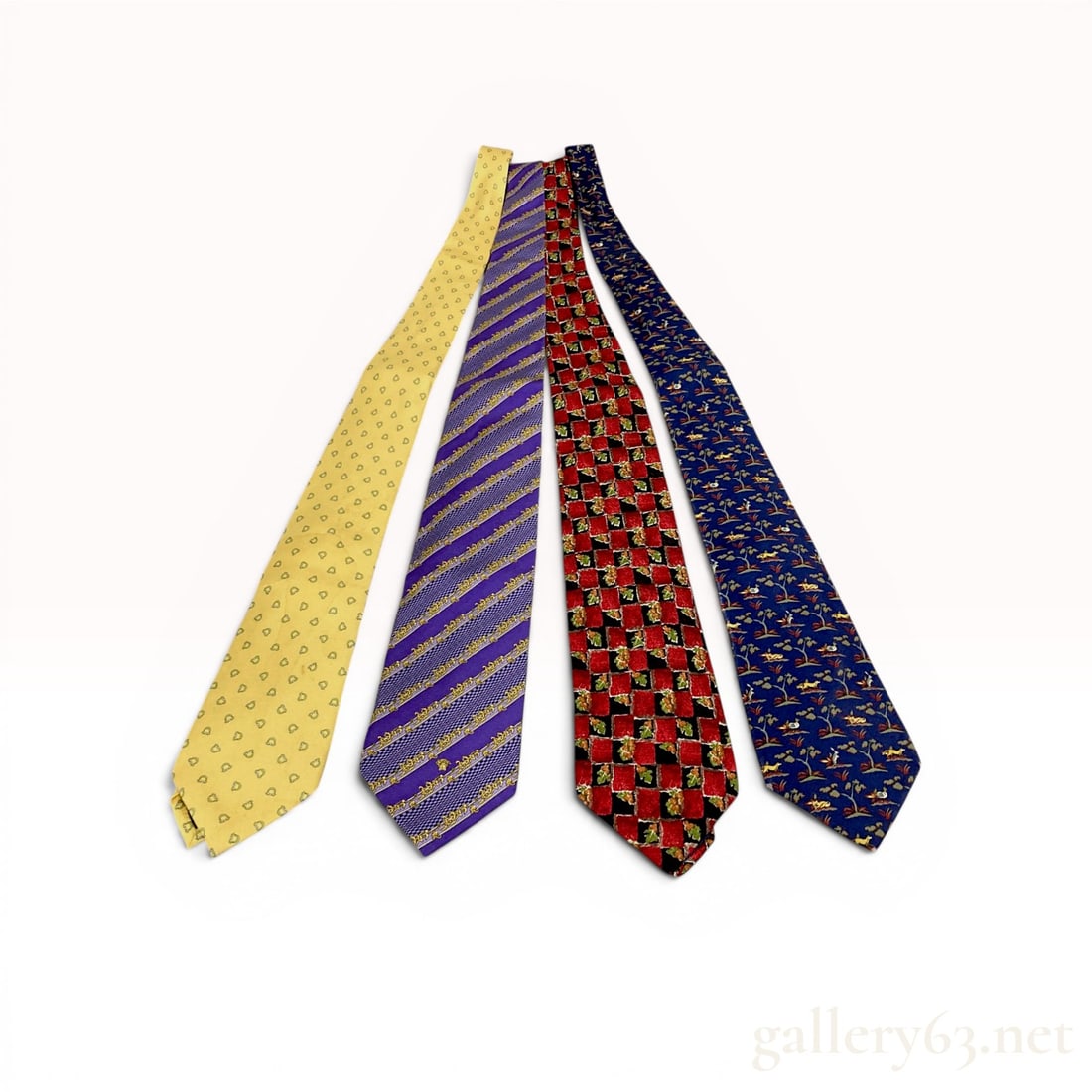 Four Designer Silk Neckties by Salvatore Ferragamo, Gianni Versace, and Givenchy (1 of 9)