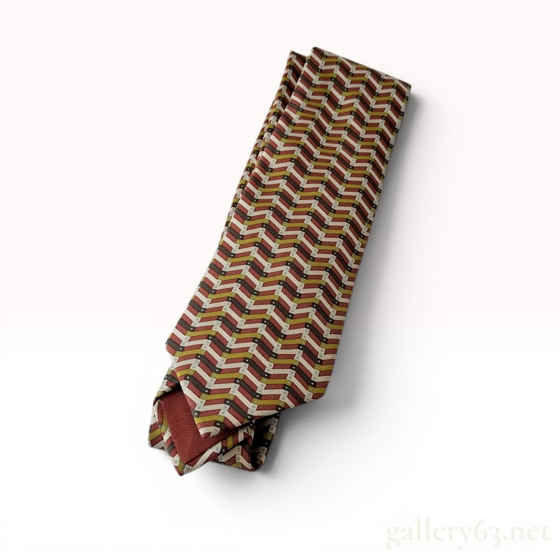 Hermes Paris Silk Geometric Chevron Necktie (1 of 10)