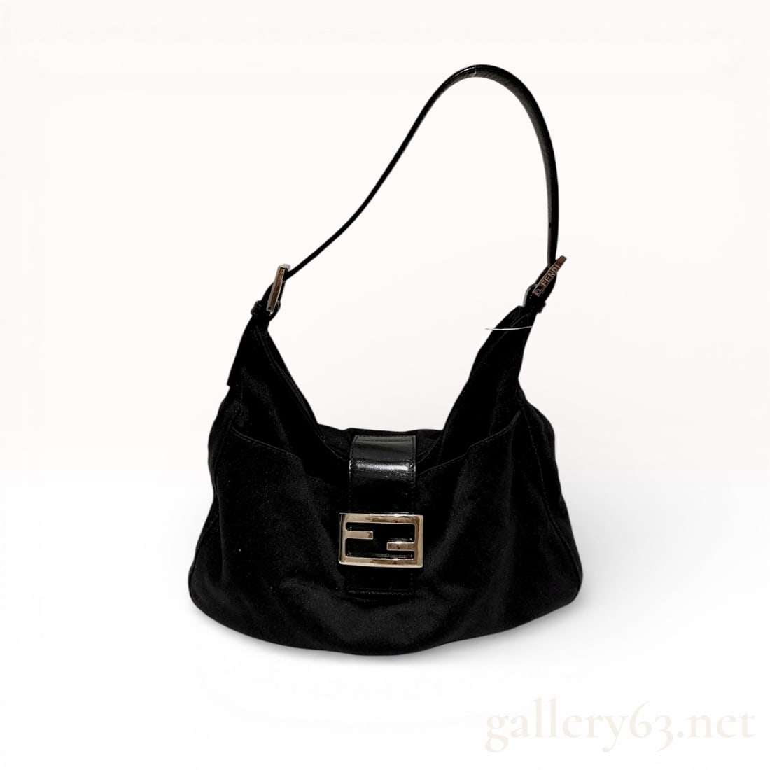 Fendi Mama Baguette Jersey Shoulder Bag, Black: This Fendi Mama Baguette hobo-style shoulder bag is crafted from black jersey fabric with tonal leather trim and an adjustable flat leather shoulder strap. The bag features silver-tone hardware, inclu