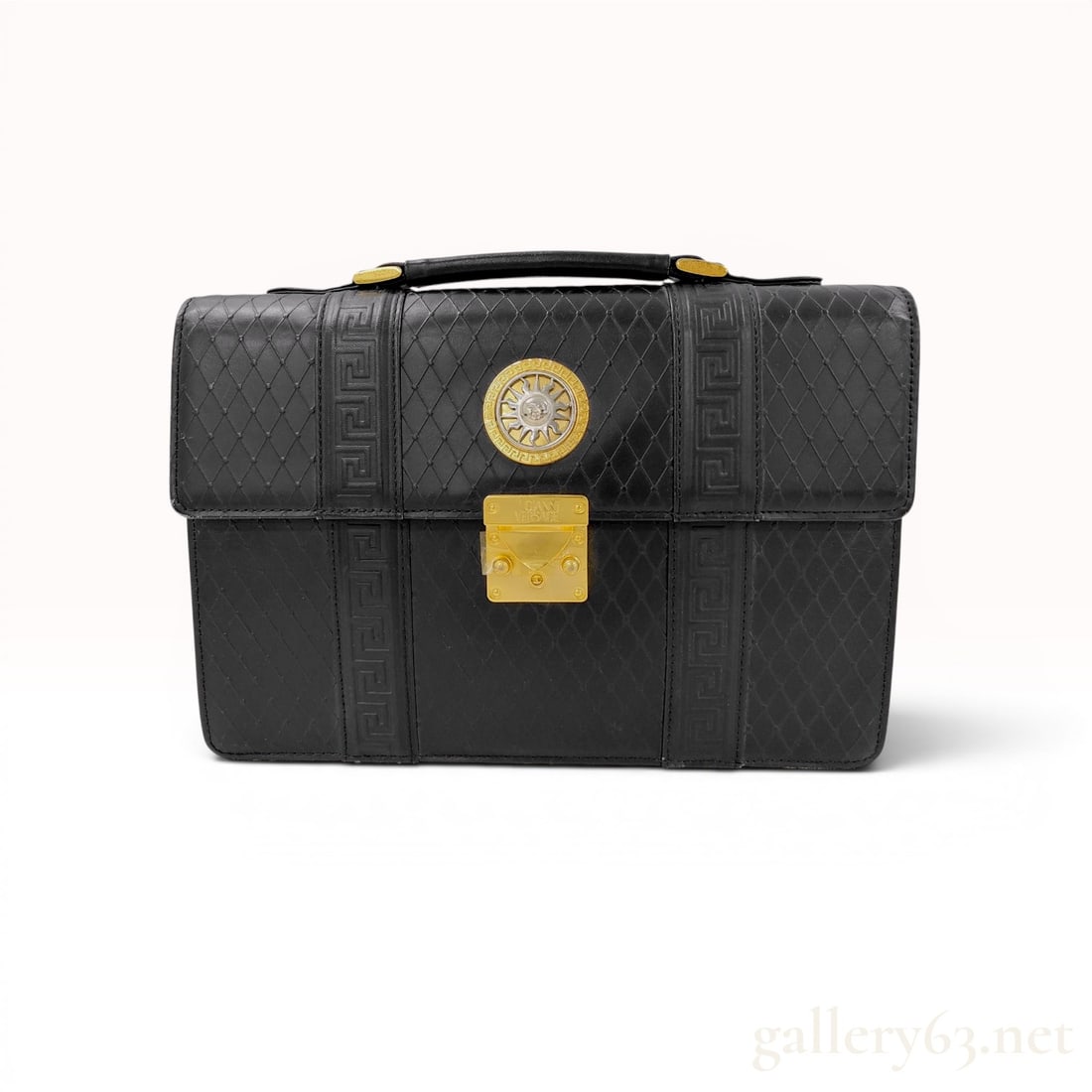 Gianni Versace Vintage Sunburst Embossed Leather Briefcase (1 of 10)