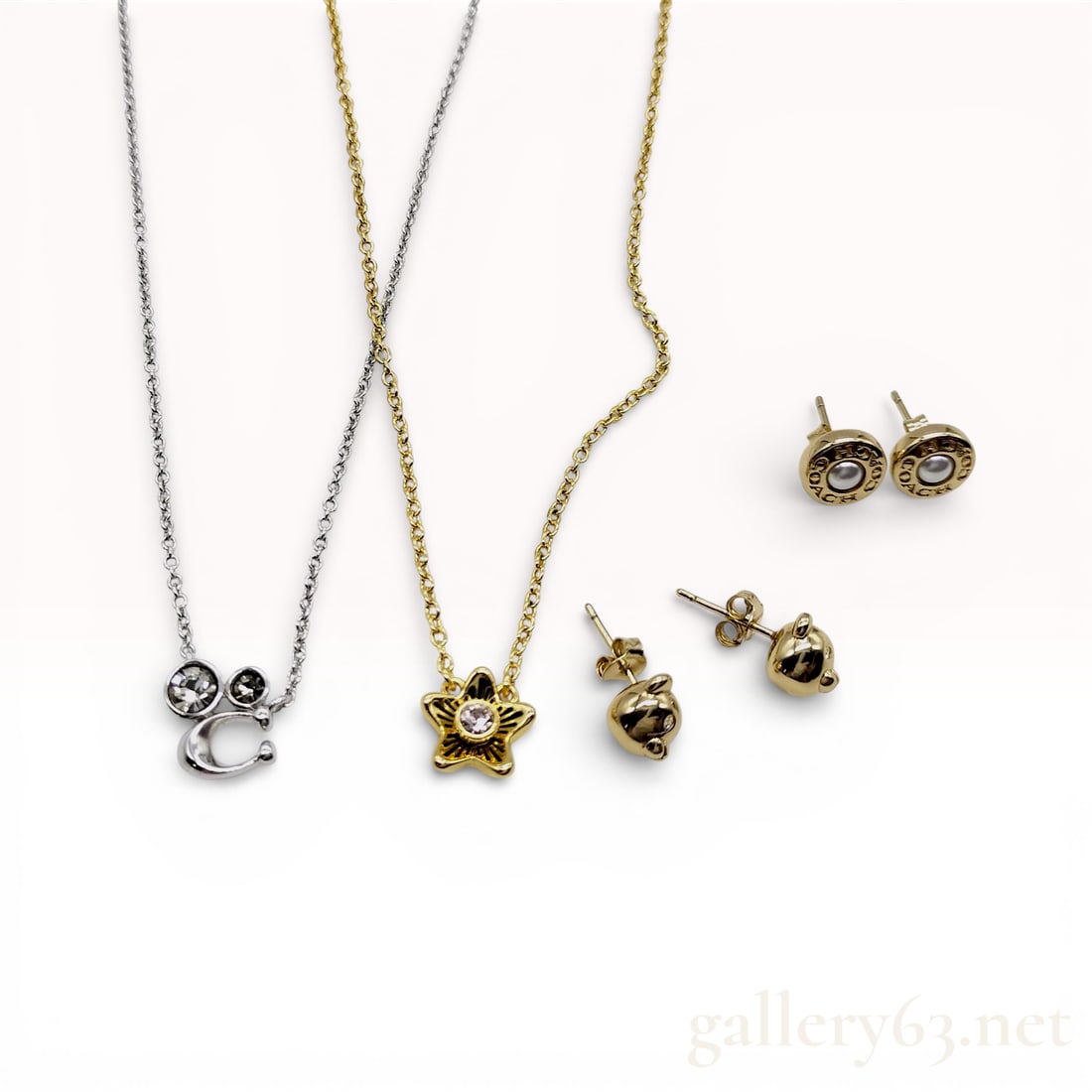 Silver and Gold-Tone Coach Jewelry Collection, Pendant Necklaces and Stud Earrings, Logo and (1 of 10)