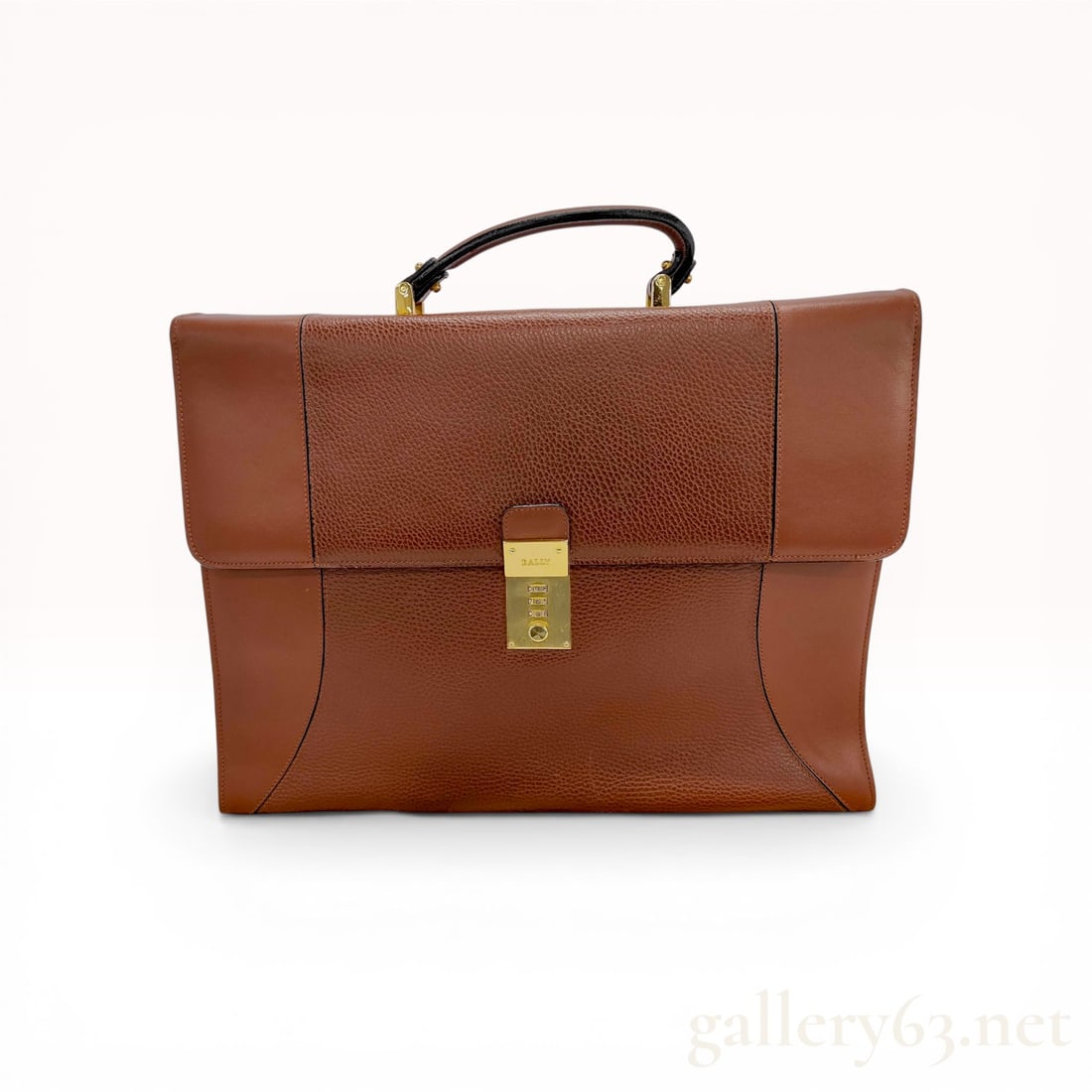Bally Brown Pebbled Leather Flap-Front Briefcase (1 of 9)