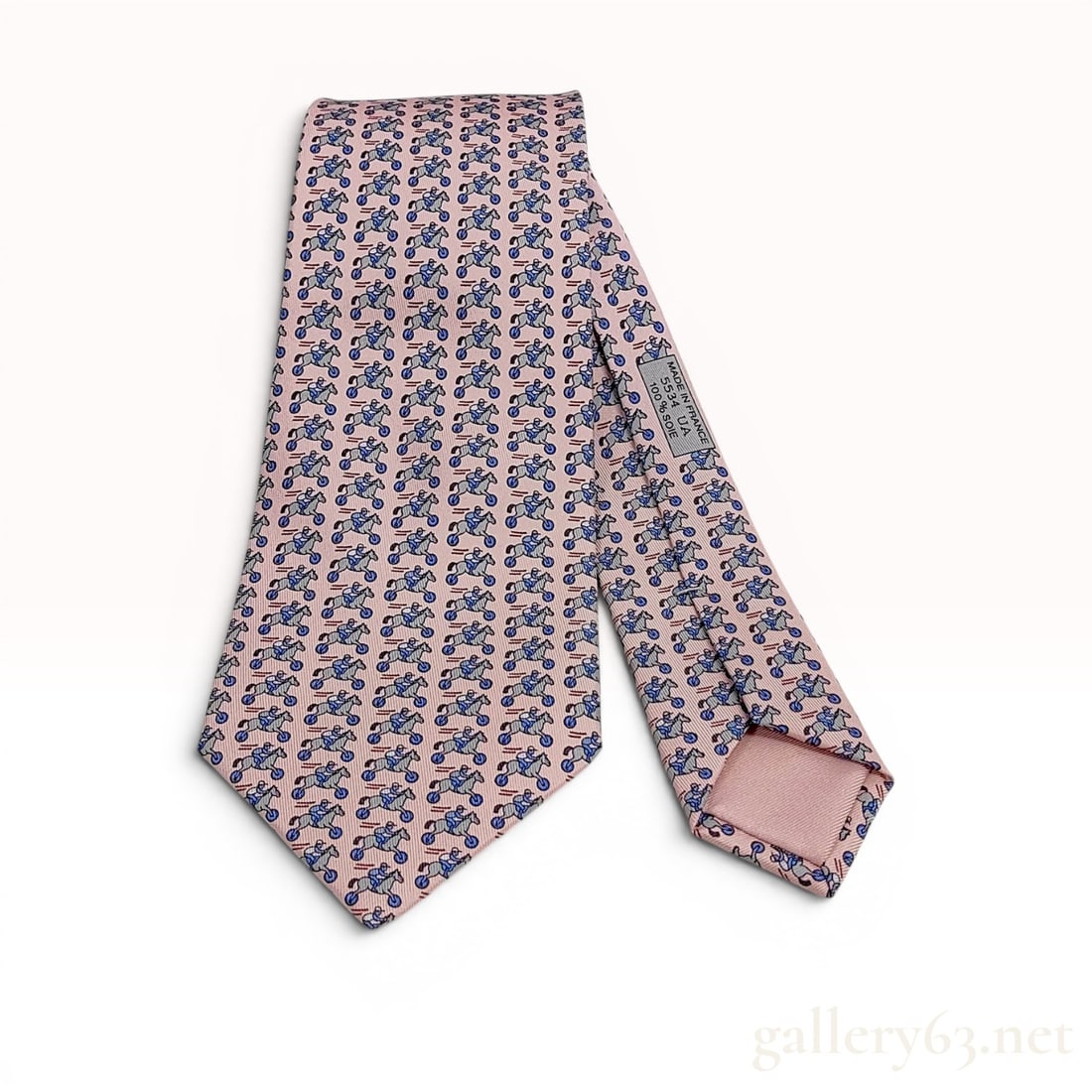 Hermes Pink Silk Equestrian Jockey Motif Necktie (1 of 10)