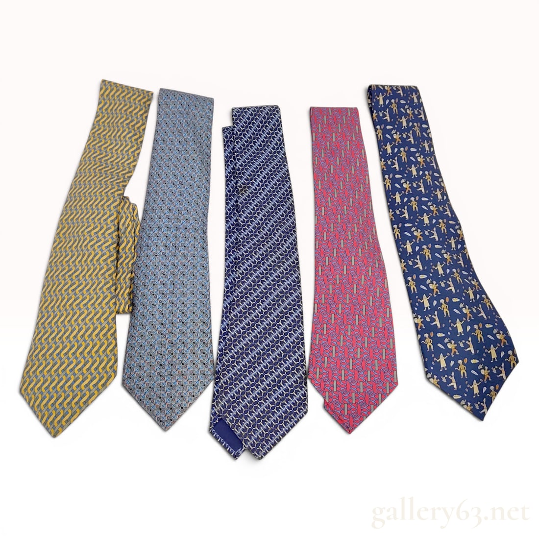 A Lot of Five Hermes Silk Neckties (1 of 9)