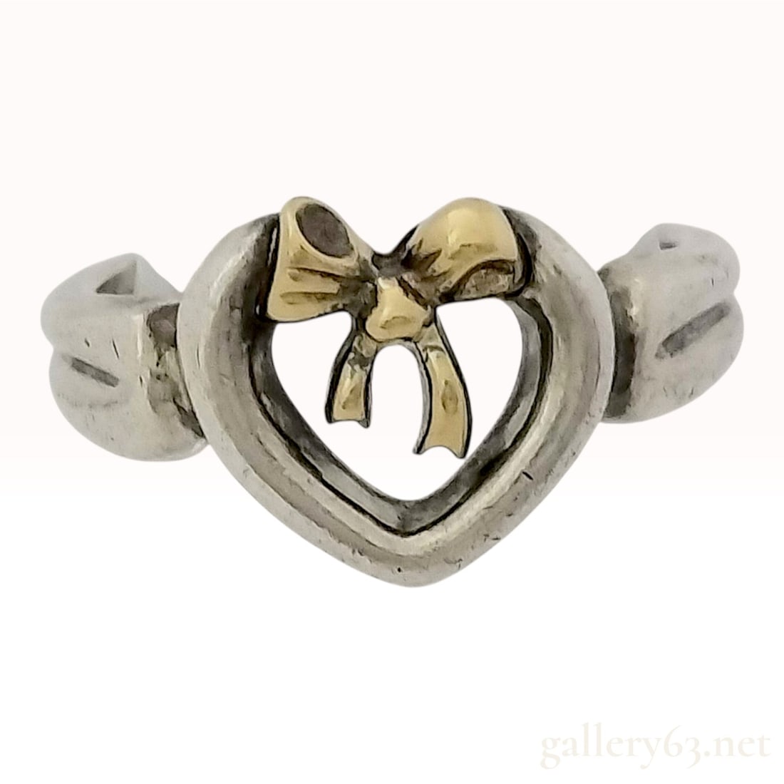 Tiffany & Co. 1991 Sterling Silver and 18K Yellow Gold Heart and Bow Ring (1 of 9)