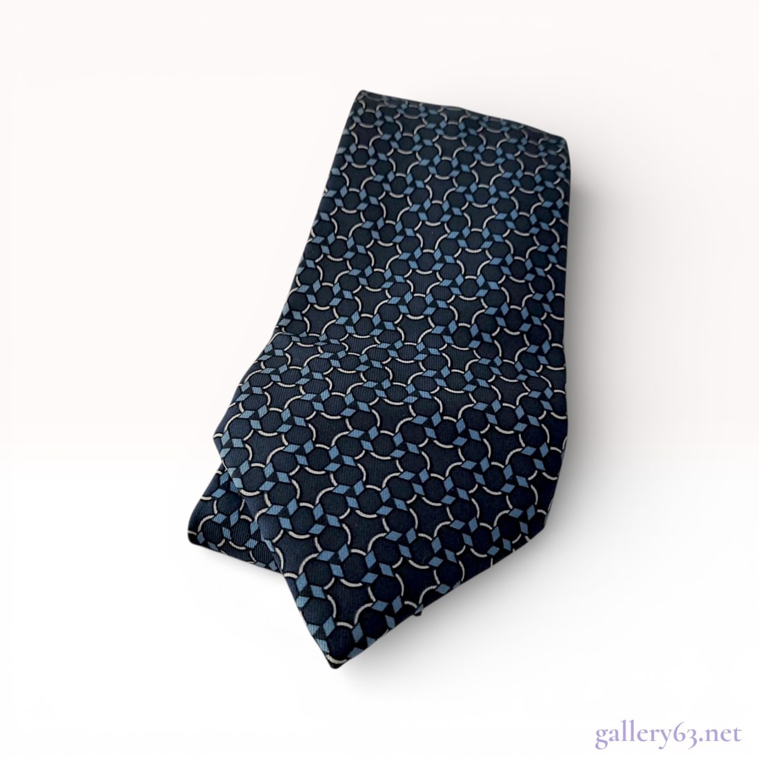 Hermes Paris Men's Silk Necktie, Geometric Motif (1 of 10)