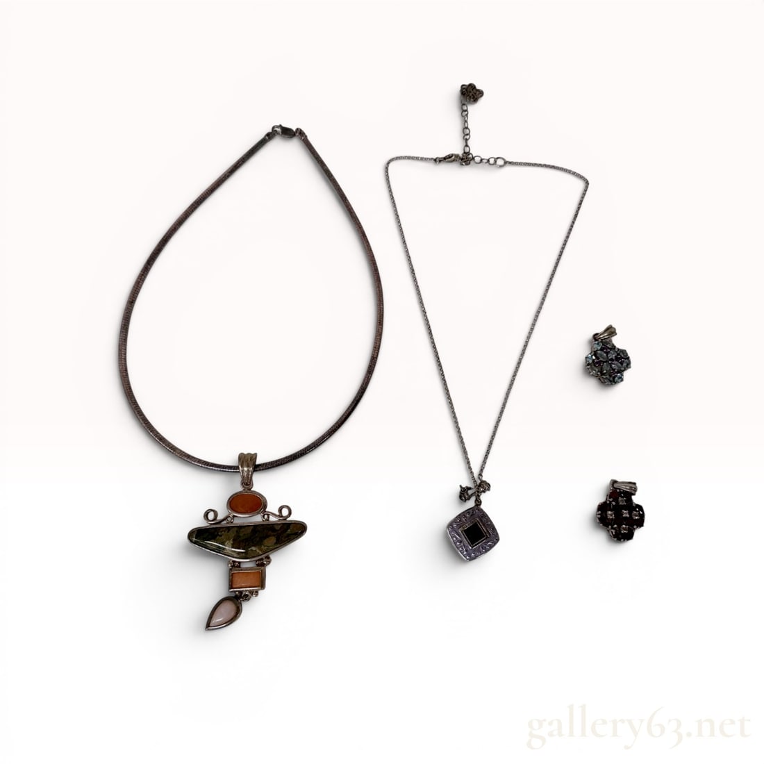 A Collection of Four Sterling Silver and Gemstone Jewelry Items (1 of 8)