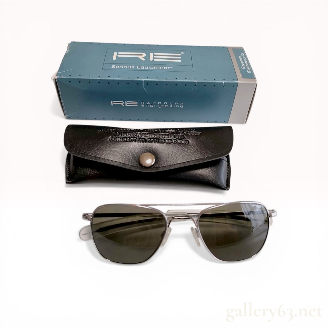 Randolph Engineering Matte Chrome Aviator Sunglasses with Case and Maintenance Kit (1 of 5)