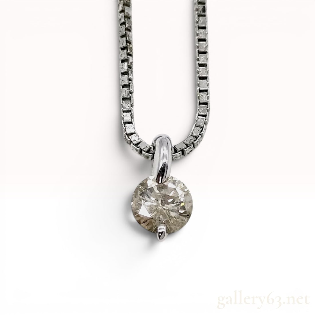 18K White Gold and 0.40 Carat Diamond Solitaire Pendant on Sterling Silver Chain (1 of 10)