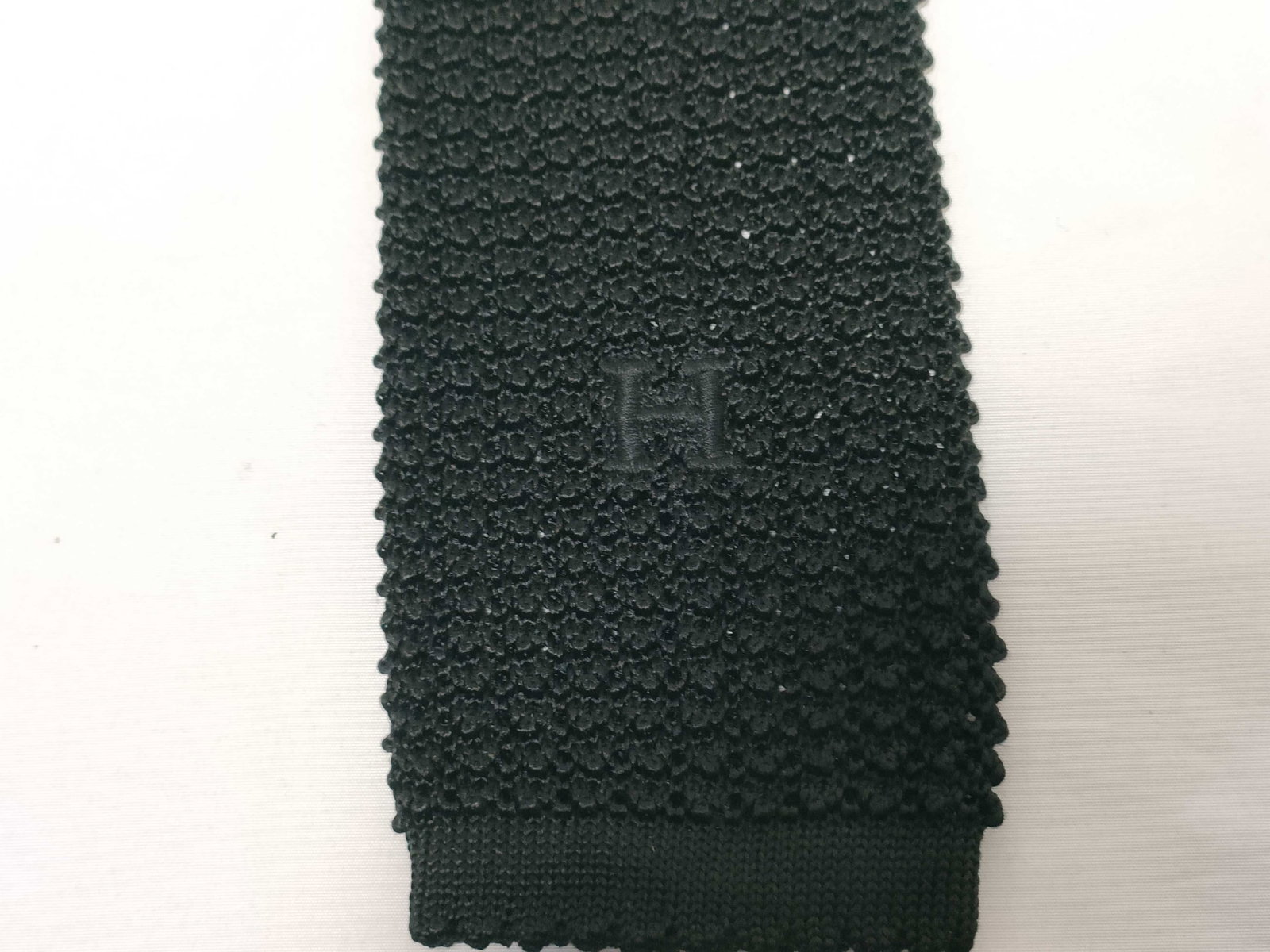 Hermes Solid Black Silk Knit Necktie - 3