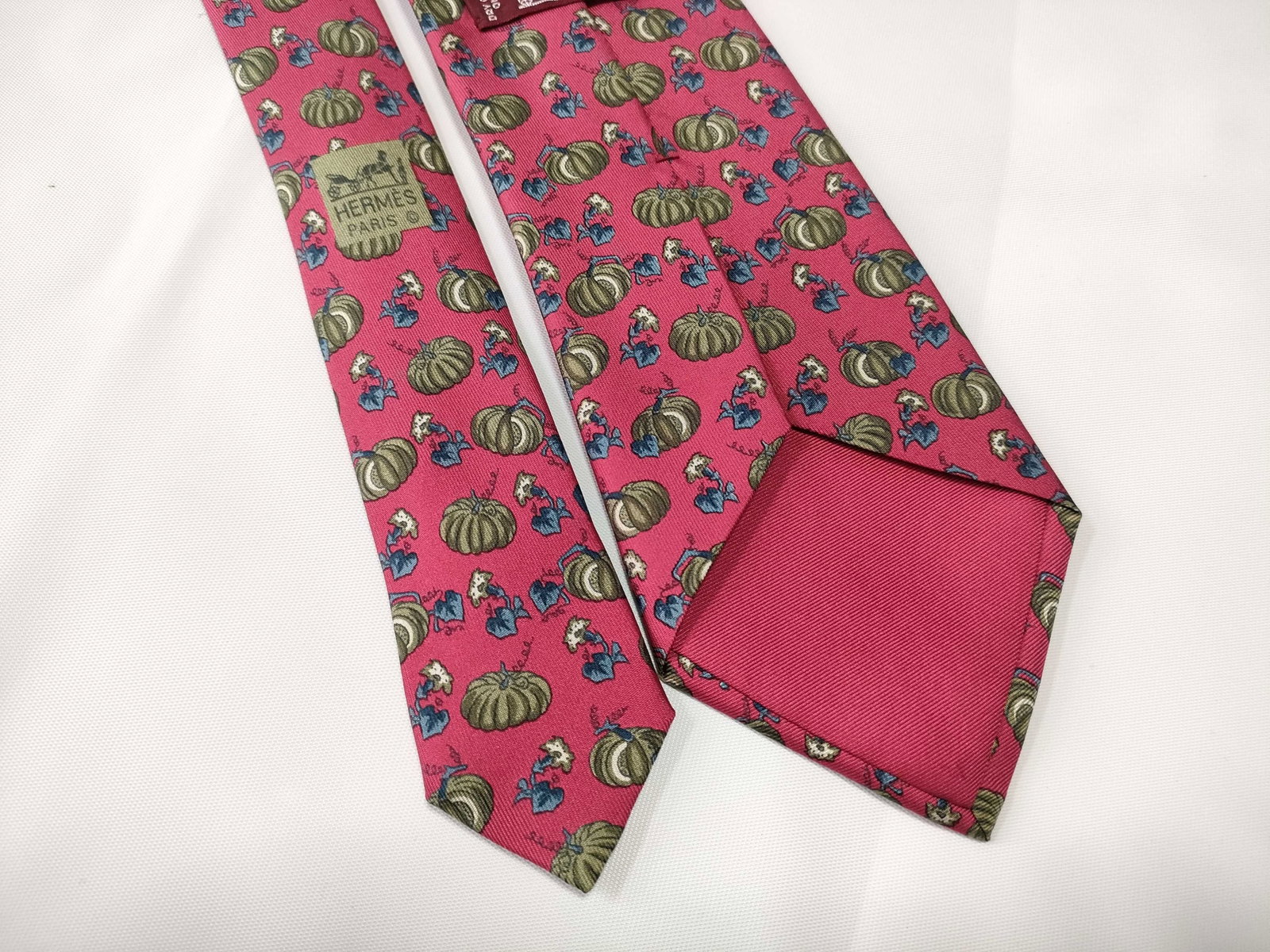 Hermes Silk Necktie with Pumpkin and Squash Pattern - 5