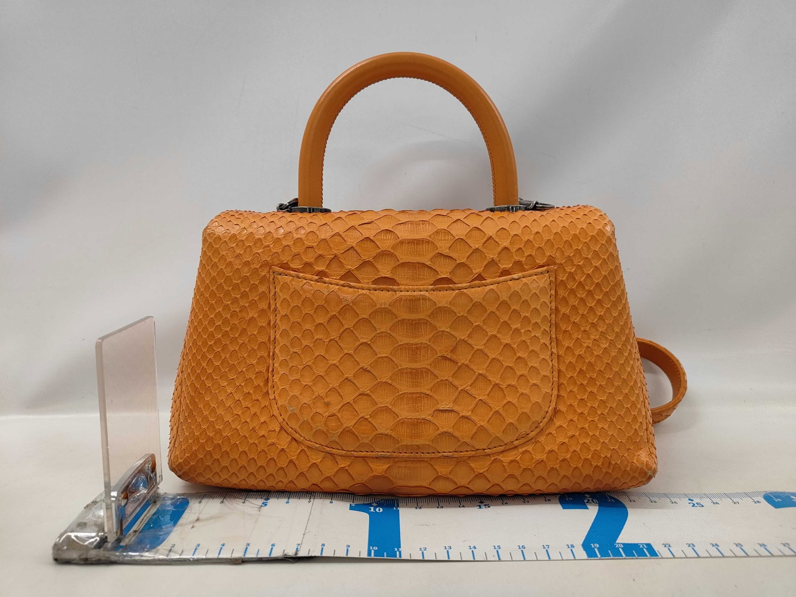 Chanel Orange Python Coco Handle Bag with Aged Ruthenium Hardware - 2