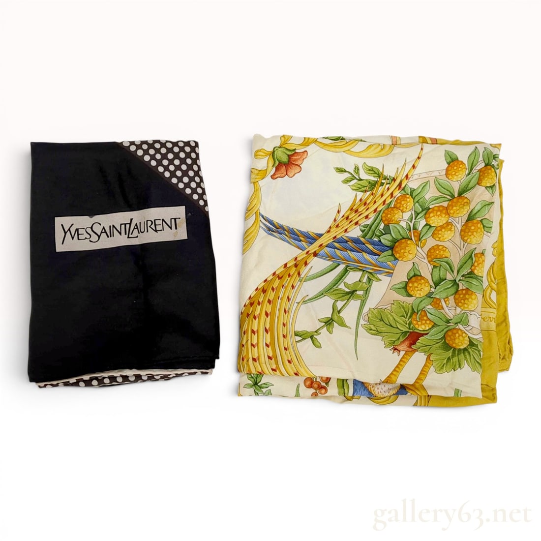Two Designer Silk Scarves by Yves Saint Laurent and Salvatore Ferragamo (1 of 10)