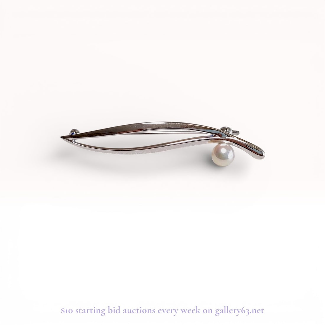 Mikimoto 6mm Pearl Sterling Silver Brooch Estate: Mikimoto 6mm Pearl Sterling Silver Brooch Estate