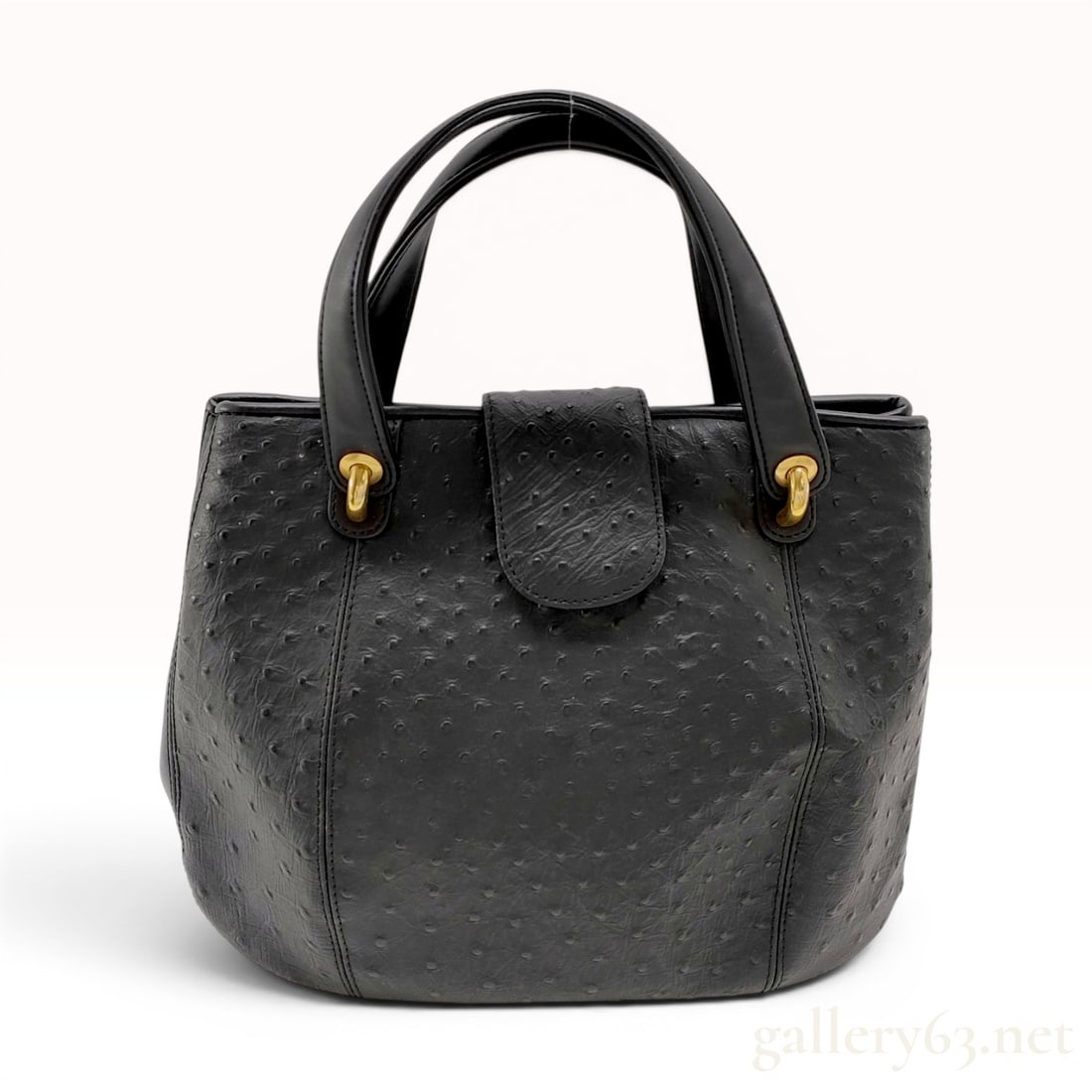 Genuine Black Ostrich Leather Handbag (1 of 10)