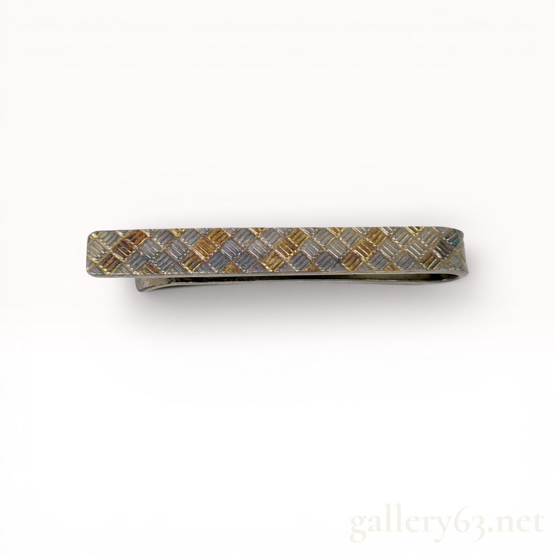 Sterling Silver and 18K Gold Tiffany and Co. Basketweave Tie Bar (1 of 10)