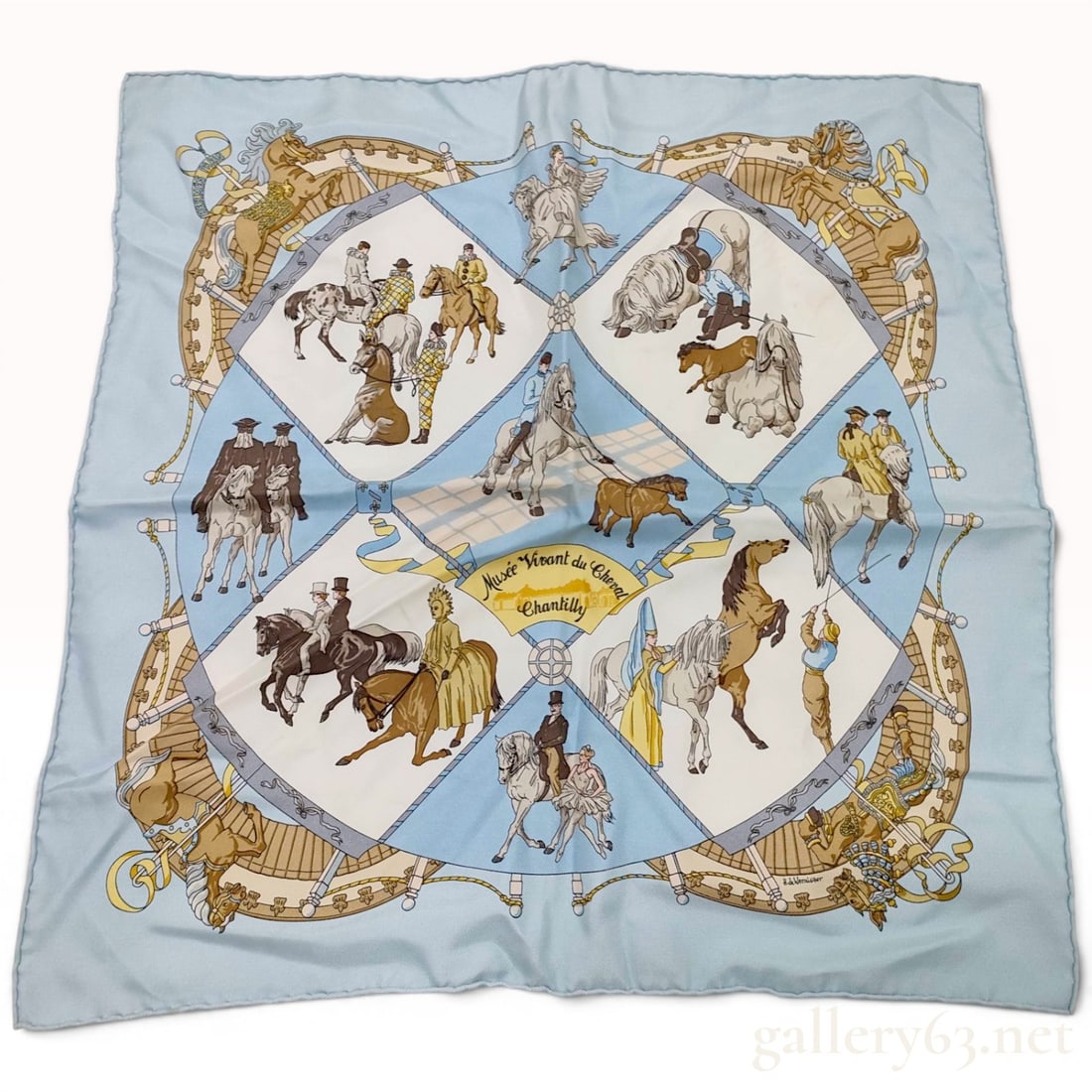 Hermes Musee Vivant du Cheval Chantilly Silk Gavroche Scarf (1 of 10)