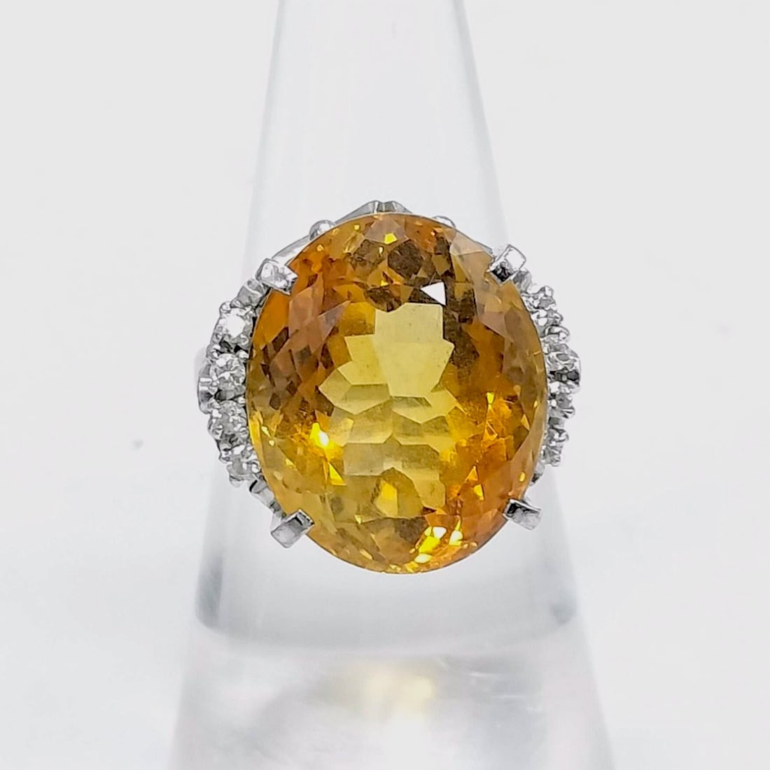 14.25ctw Citrine and Diamond Platinum Cocktail Ring (1 of 9)