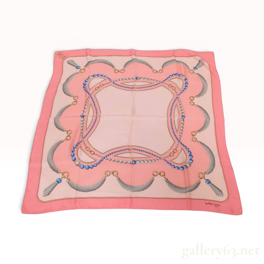 Must de Cartier Silk Scarf with Jewelry Motif and Original Box (1 of 7)